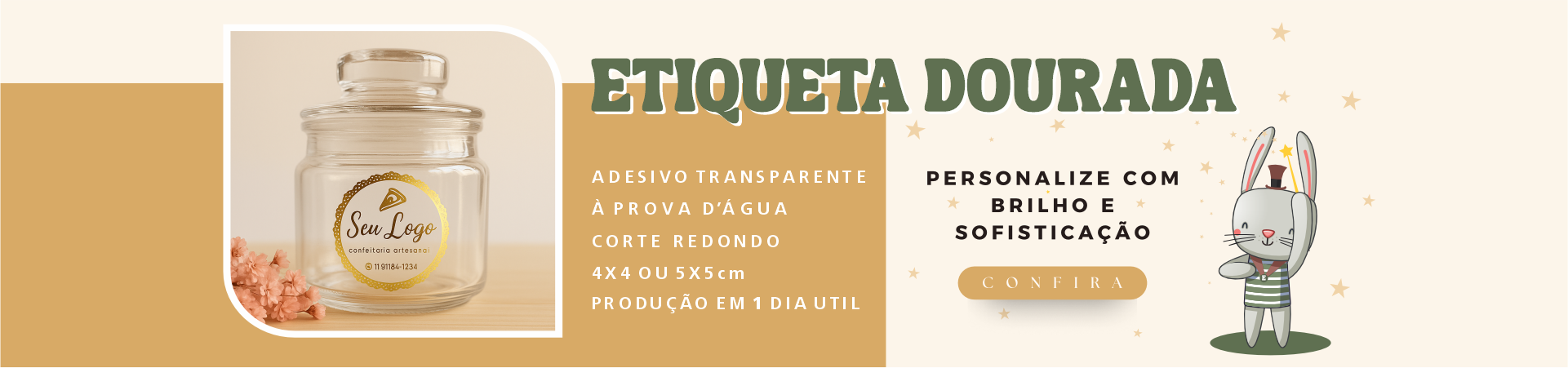 Etiquetas adesivas Douradas Personalizadas