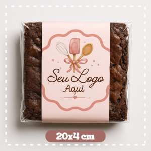 Cinta para Brownie - 20x4cm em Couché Brilho 150g - 4x0 Couchê 150g 20x4 cm    